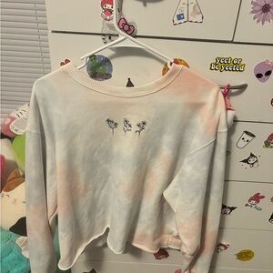 Hollister Tie-Dye Crop Top - Pink and White